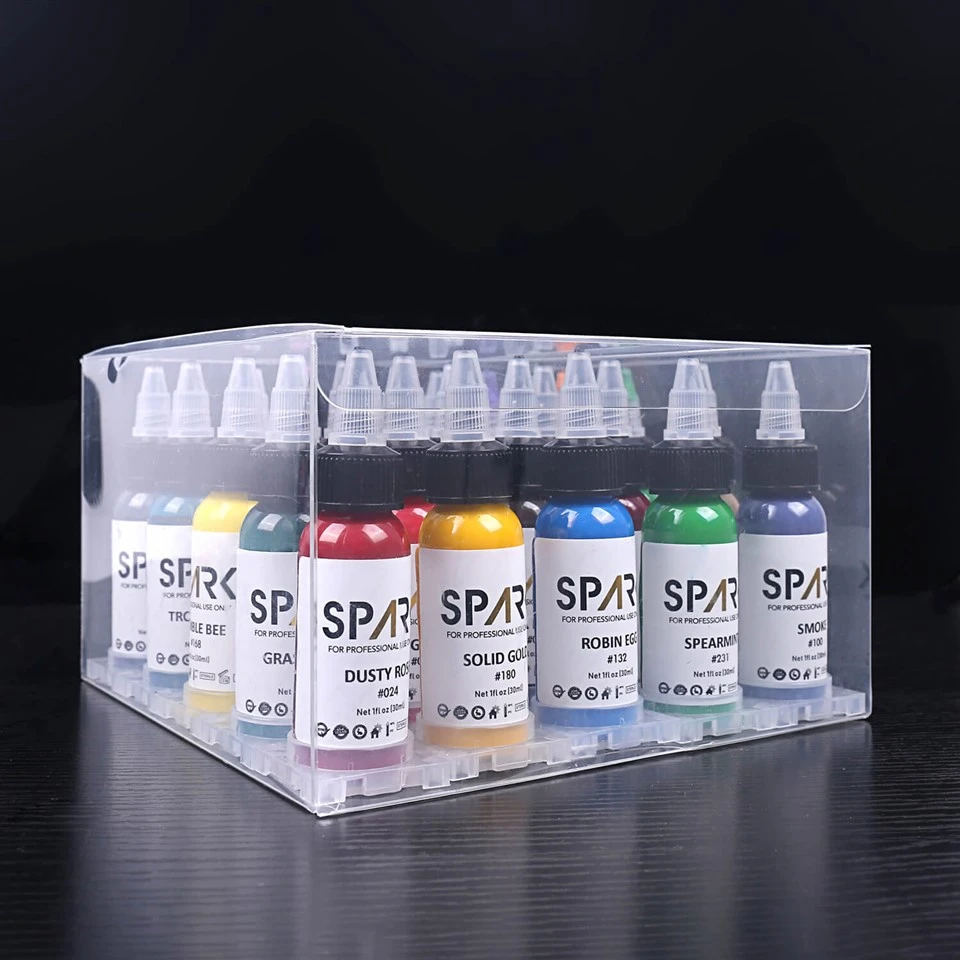 1oz (30ml) Spark Long-lasting & Fast Premium 25 Colors Tattoo Ink Set For Tattooing And Body Art