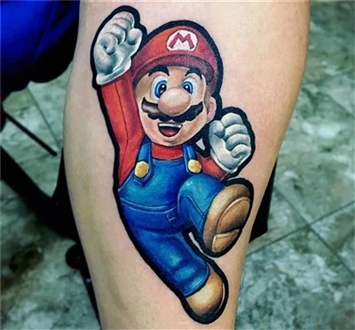 Tatŵ Mario Bross Wedi'i Wneud Gan @ nacho_serrano_2012 O'r Ariannin Gyda #spa...