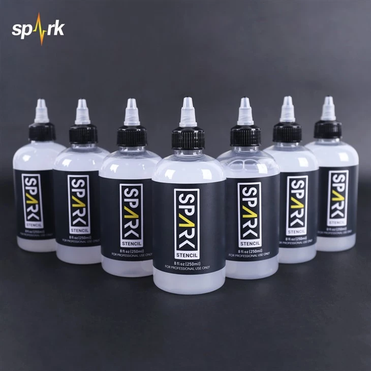 Saprk 8 fl oz (250 ml) proffesiynol di -sych cyflym - pylu gel trosglwyddo tatŵ llyfn gel stensil ar gyfer artistiaid tatŵs