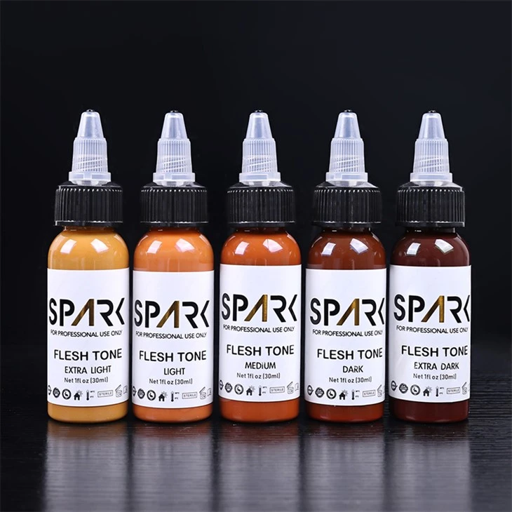 Set Lliw Croen 1OZ 5 Darn Inc Tatŵ Plwm Di-blwm Spark Tattoo Inc Gorchudd Inc Tatŵ Proffesiynol Ups Cyfuno A Tatŵau Cosmetig