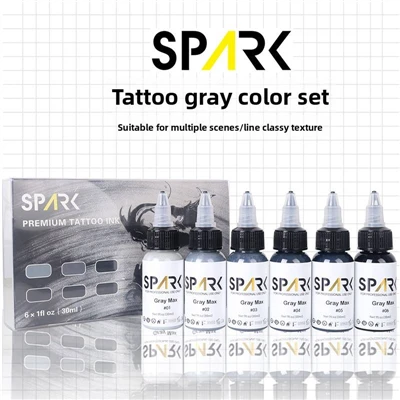 Inc colur parhaol arfer proffesiynol wedi'i osod yn llwyd llwyd 30ml/1oz inc tatŵ organig ar gyfer artistiaid tatŵs