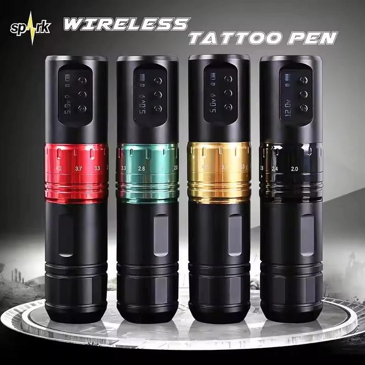 Spark Professional High - Cyflymder manwl gywirdeb Cylchdroi Addasadwy Pen Tatŵ Pen Cludadwy Celf Corff Trydan Celf Batri Parhaol
