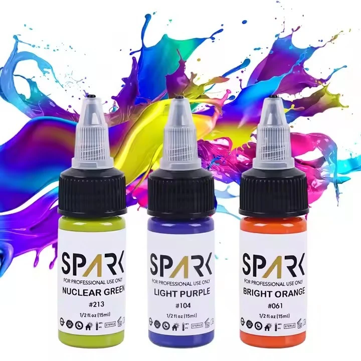 Spark Wholesale Customized 0.5 OZ 15 ML Non-toxic PMU Vegan Temporary Cosmetic Professional Oil Based Tattoo Ink