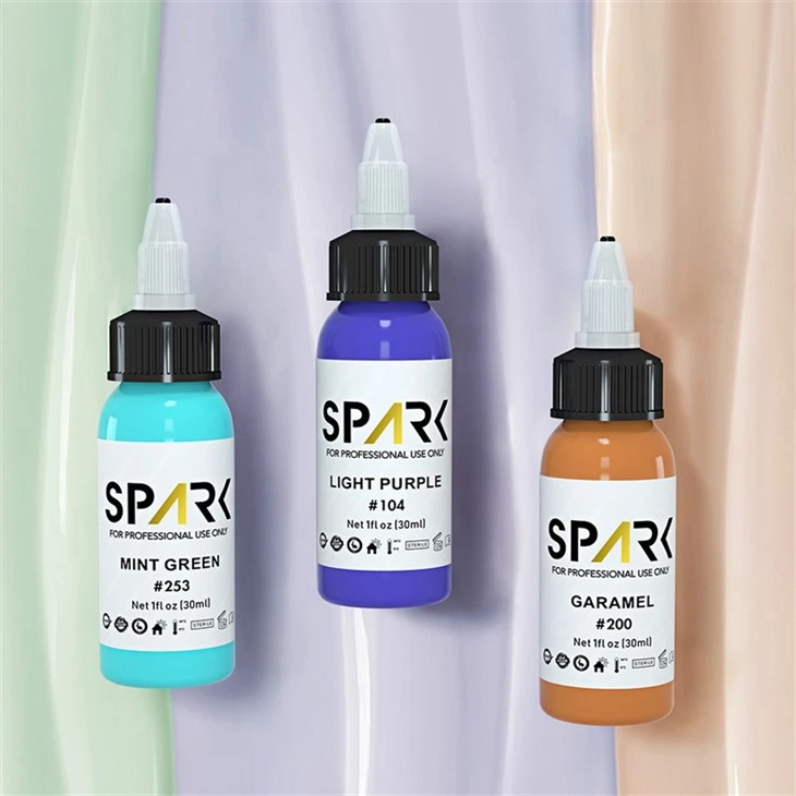 25 Set Lliw Spark Tattoo Ink Real Tywyll Sglein Du Spark
