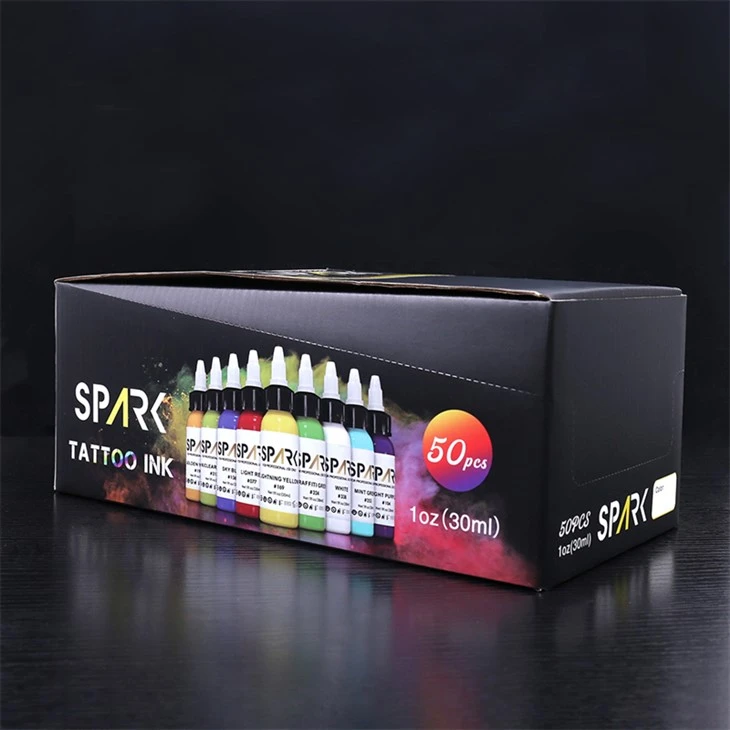 50 Set Lliw inciau Tatŵ mewn Inc Tatŵ Swmp Spark Inc Tatŵ Super Du