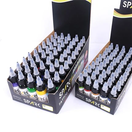 50 Set Lliw Inc Tatŵ Go Iawn Sglein Tywyll Du Inc Tatŵ Spark