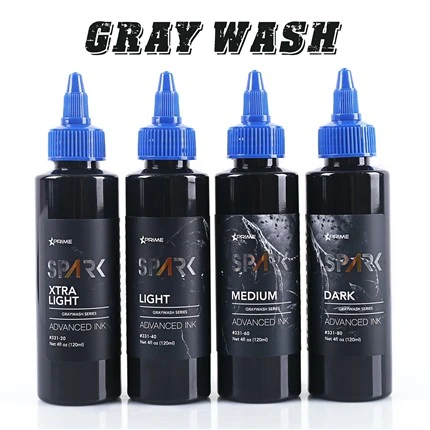 Spark Graywash Tattoo Ink - 4 Oz Poteli Set
